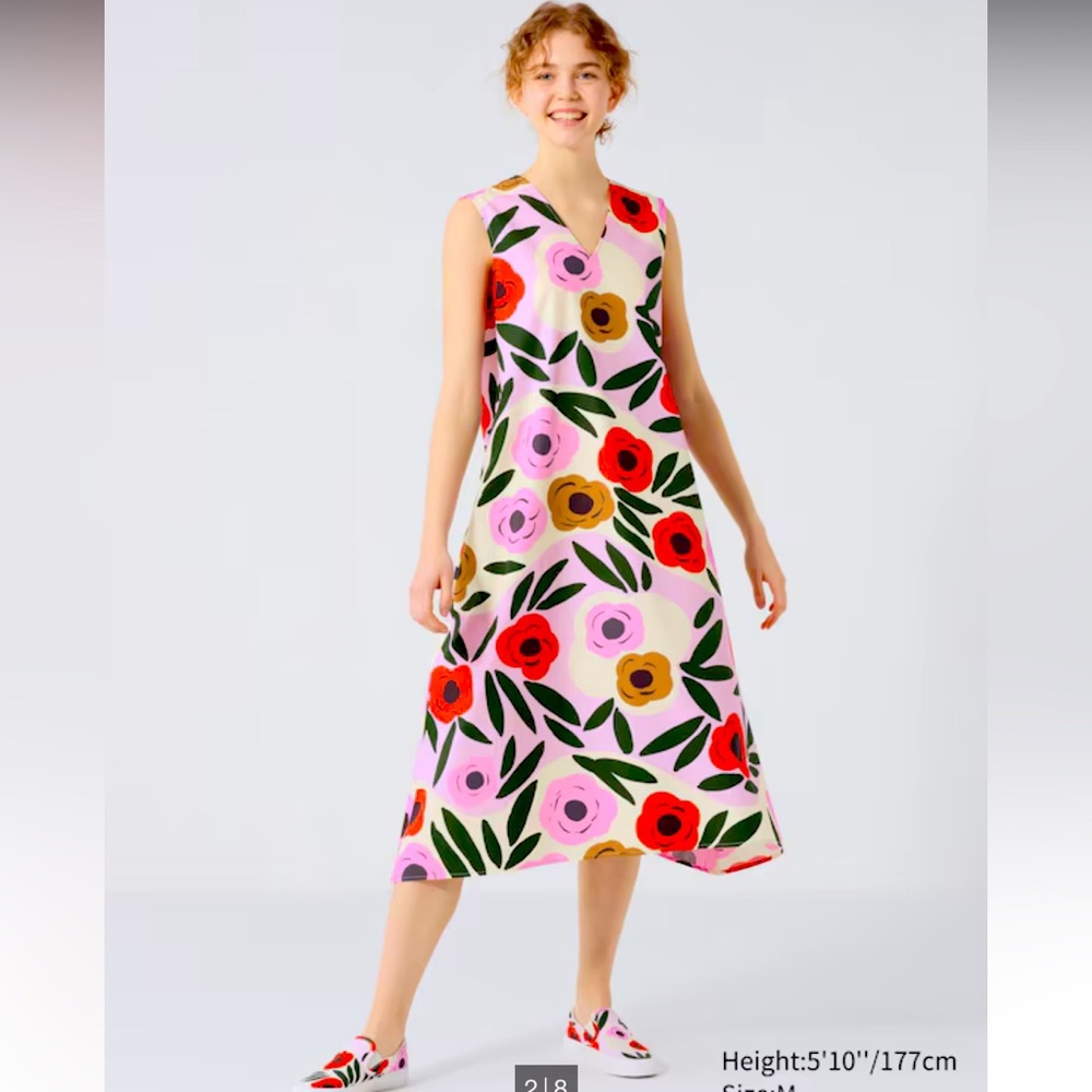 Marimekko x Uniqlo V Neck Sleeveless Flare Dress XS